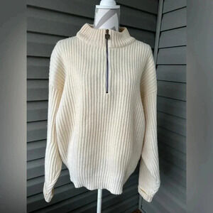 Vintage 90s Kaelin Skiwear 100 % Wool Drop Shoulder 3/4 Zip Pullover Sweater XL